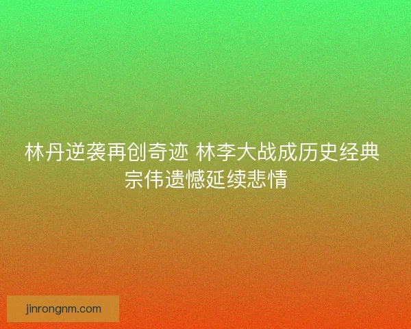 林丹逆袭再创奇迹 林李大战成历史经典 宗伟遗憾延续悲情